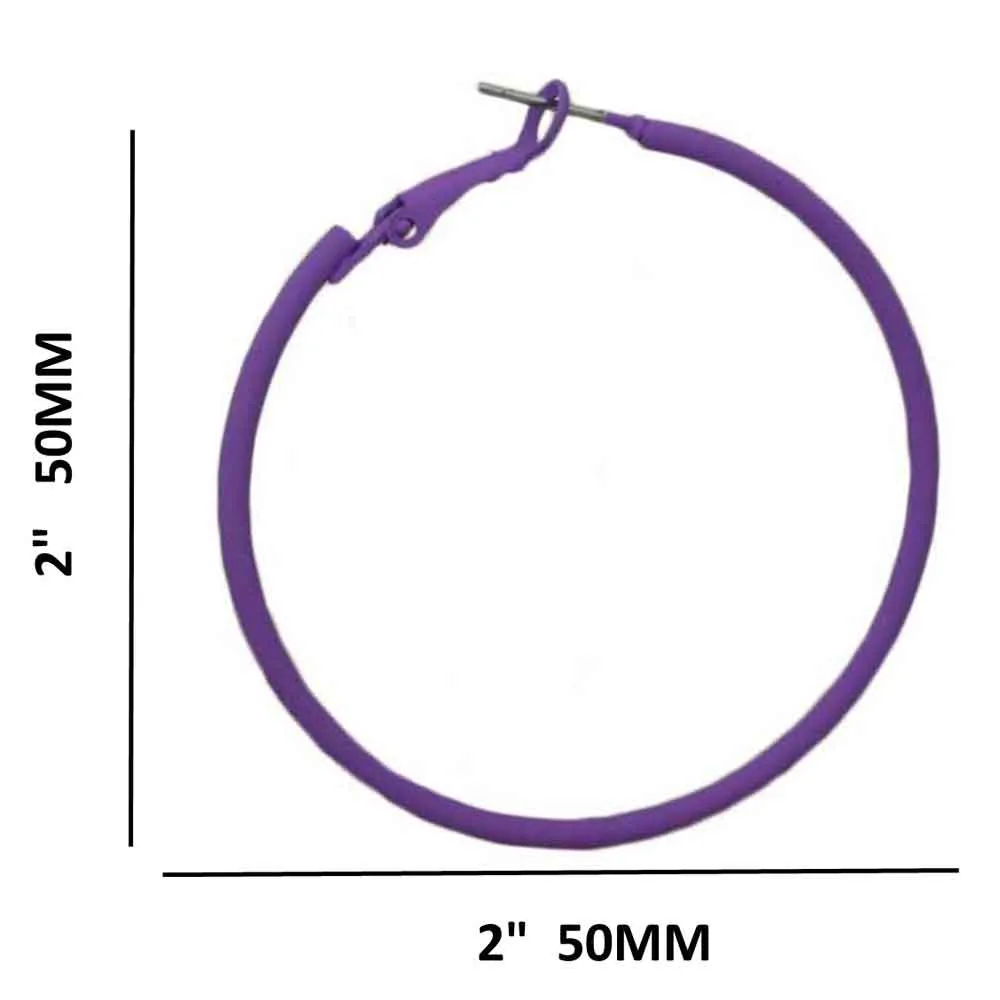 2" Medium Sized Purple Skinny Hoop Pierced Earring - FE220PP