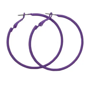 2" Medium Sized Purple Skinny Hoop Pierced Earring - FE220PP