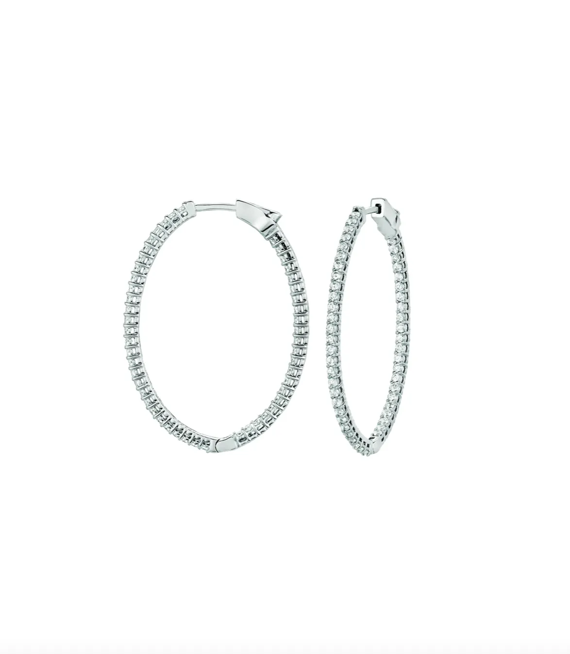 3.00TCW Diamond Hoop Earrings - Inside-out Diamond Hoops