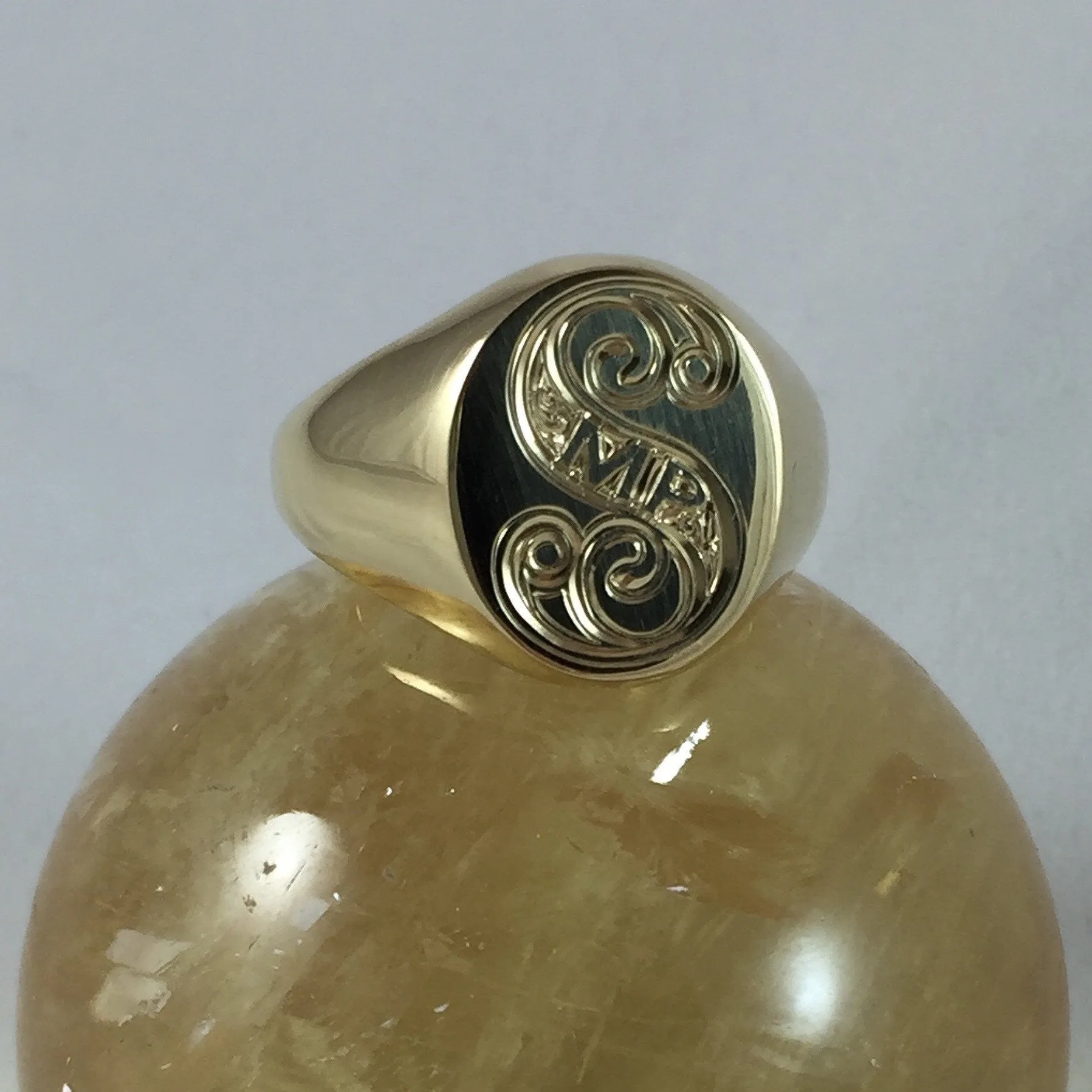 4 Initials Engraved  16mm x 13mm  -   18 Carat Yellow Gold Signet Ring
