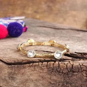 5 Piece Boho Beaded Bracelet Stack Semi Precious Glass Beads - Clear