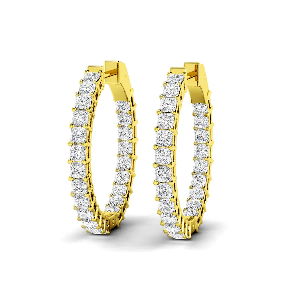 5.50-8.50 CT Princess Cut Diamonds - Hoop and Drop Earrings