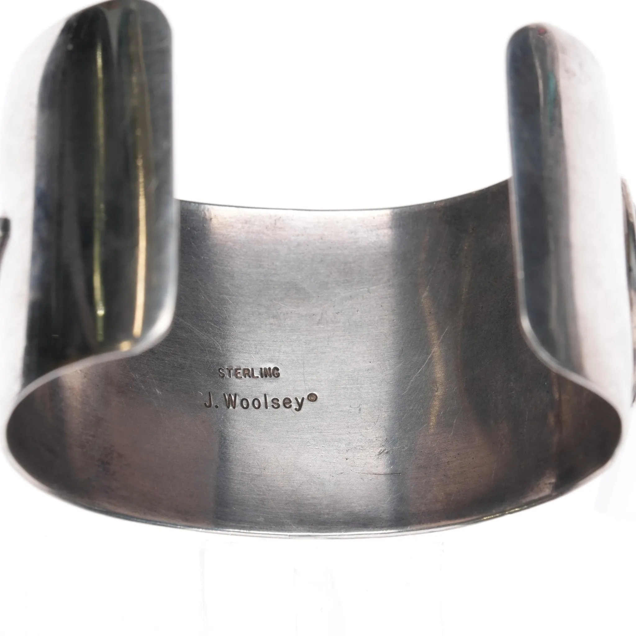 6.625" Jack Woolsey Agatized coral, fossil, jasper sterling cuff bracelet