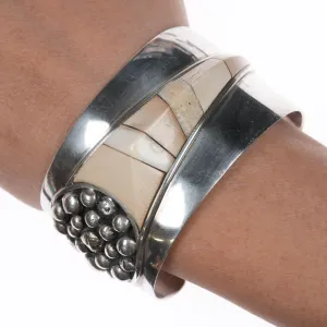 6.625" Jack Woolsey Agatized coral, fossil, jasper sterling cuff bracelet
