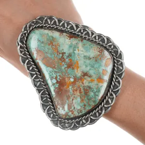 6.875 Huge Vintage Ceremonial Kingman turquoise slab sterling cuff bracelet