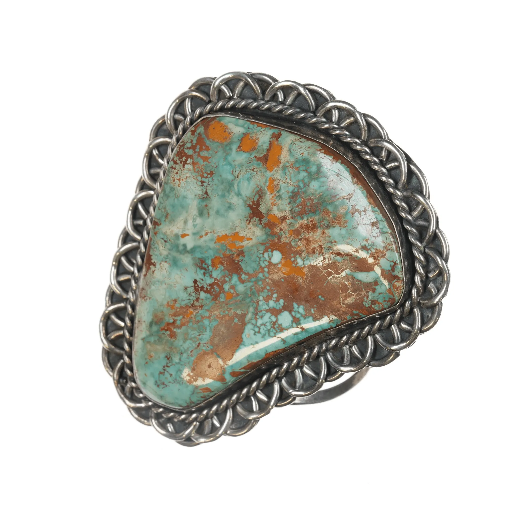 6.875 Huge Vintage Ceremonial Kingman turquoise slab sterling cuff bracelet