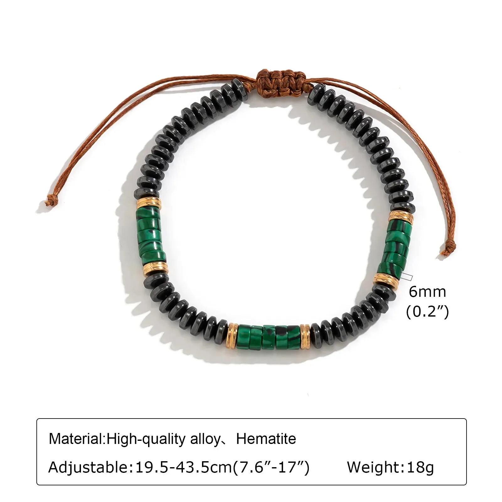 6mm Green Natural Stone Beaded Bracelets for Men