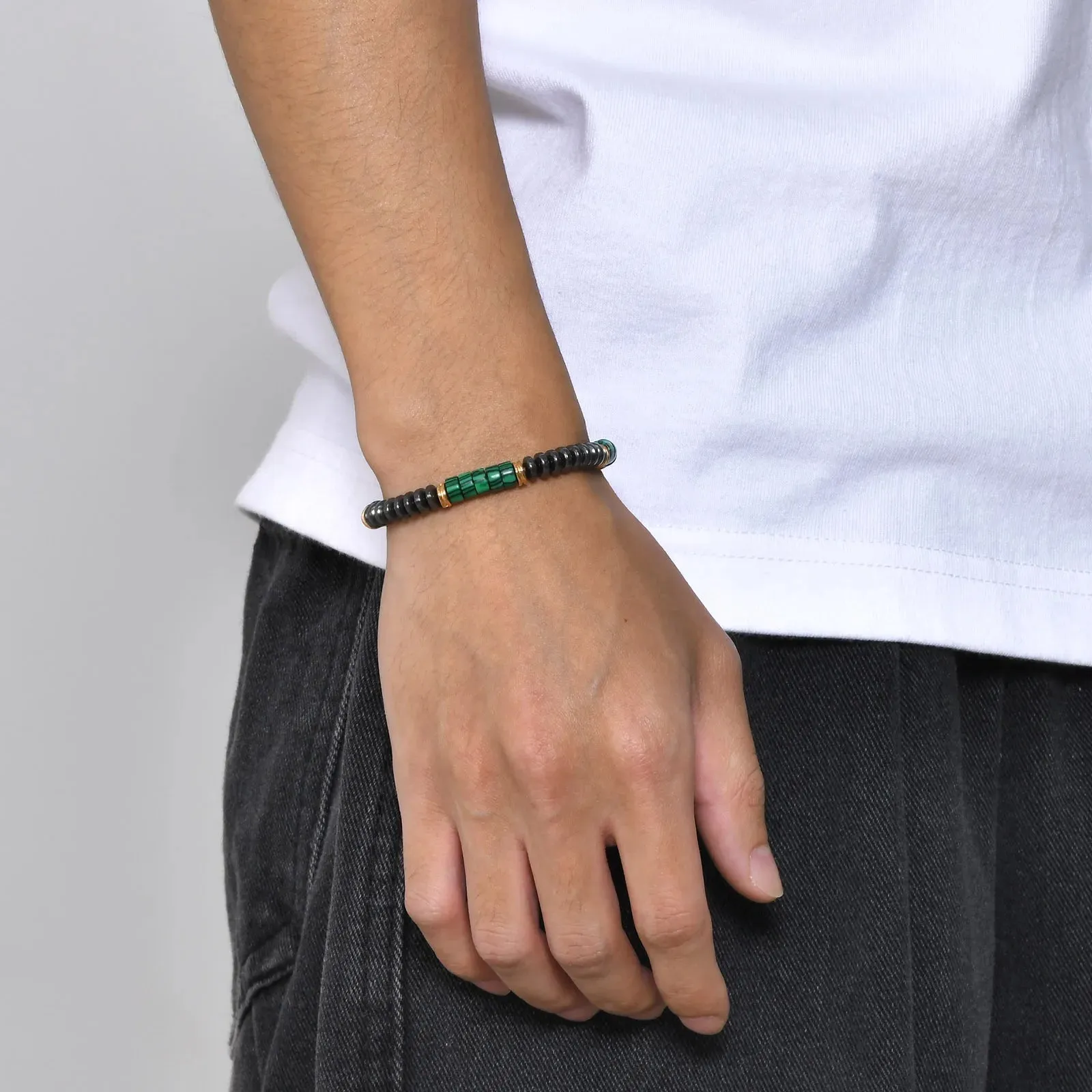 6mm Green Natural Stone Beaded Bracelets for Men