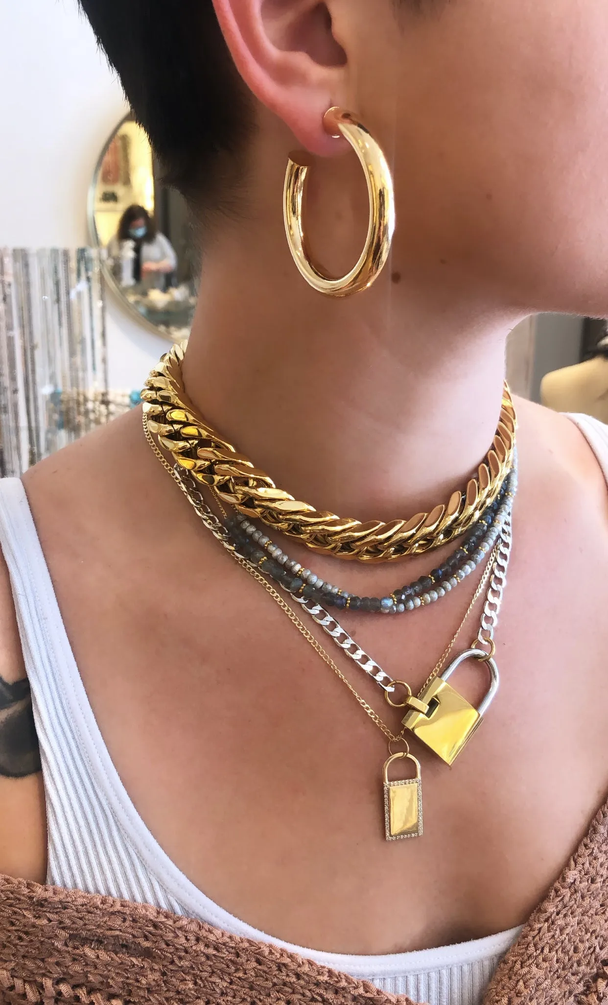 7mm Chunky Gold Tube Hoops