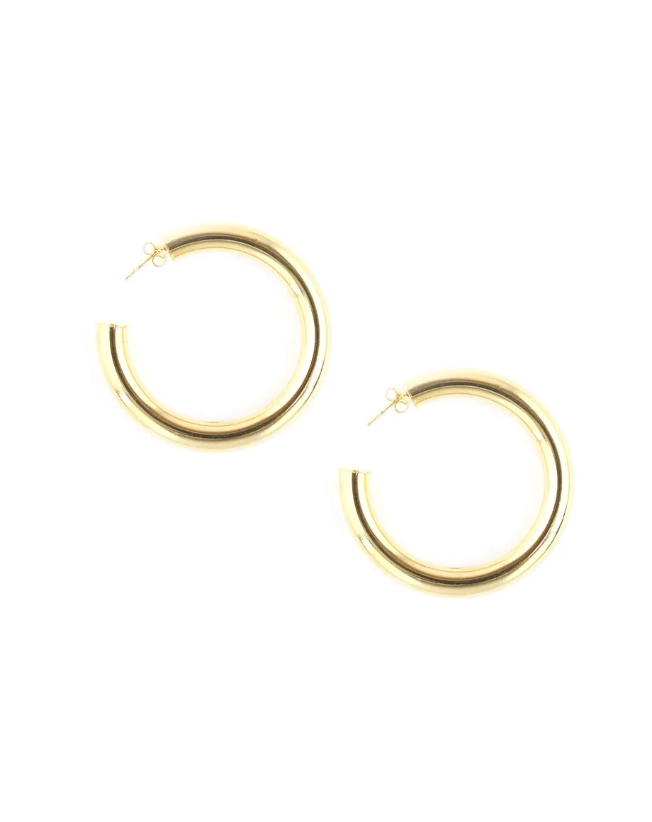 7mm Chunky Gold Tube Hoops