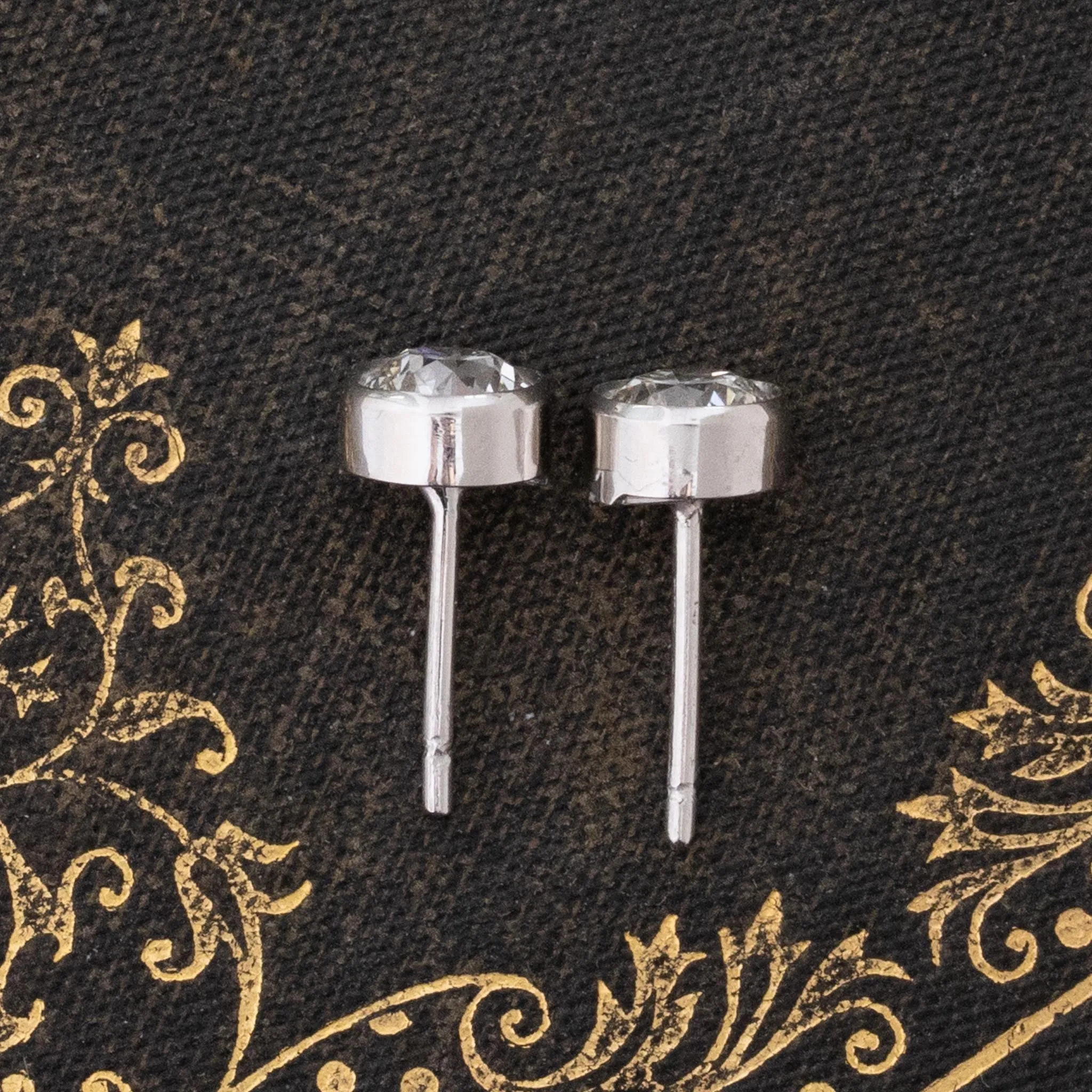 .93ctw Old European Cut Diamond Bezel Stud Earrings