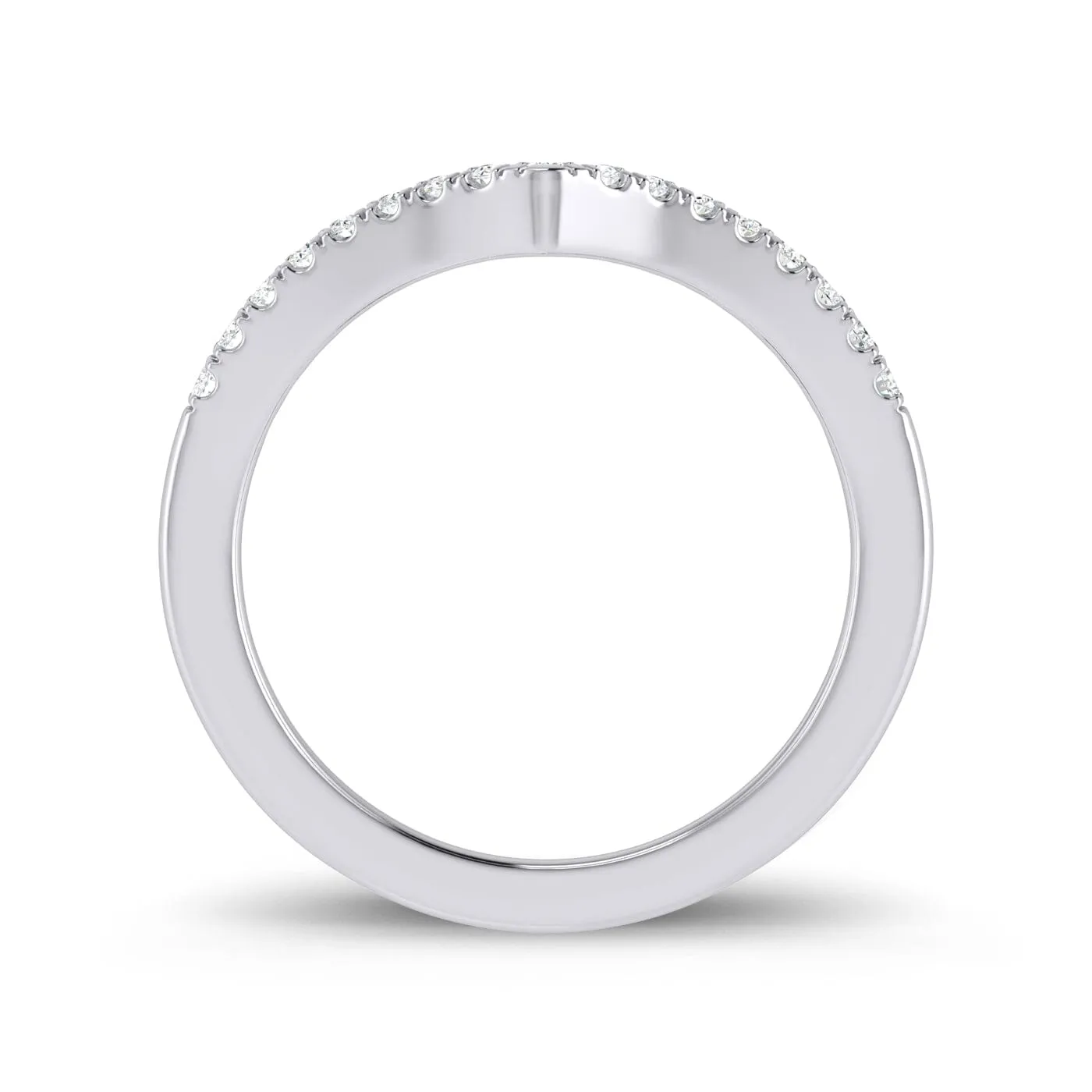 9ct White Gold 0.10ct Diamond V Shape Stackable Ring