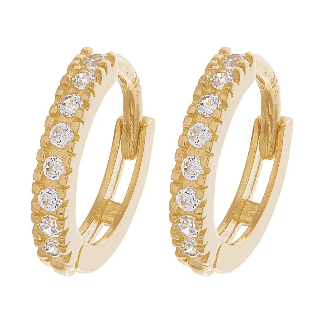 9ct Yellow Gold Hoop Earrings with Cubic Zirconia