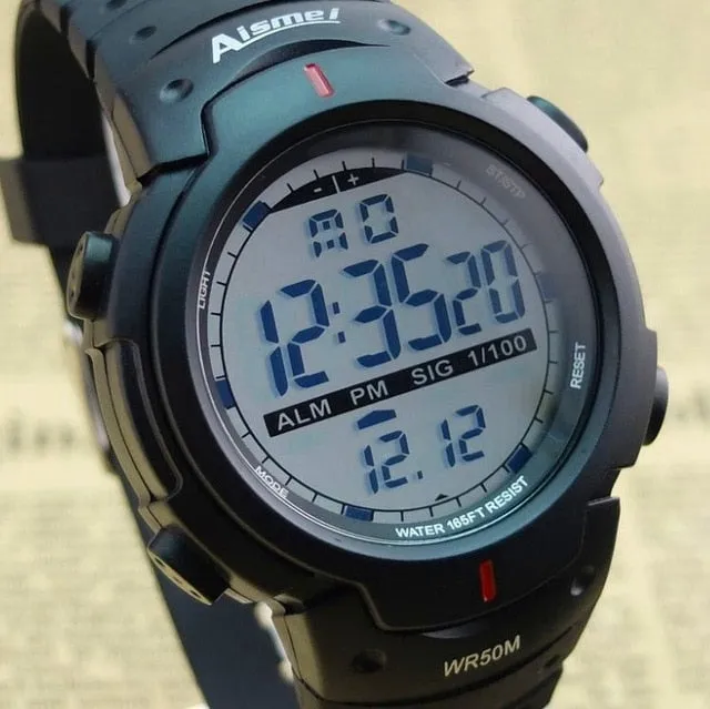 Aismei Brand Man sports watches 50M waterproof Men LED