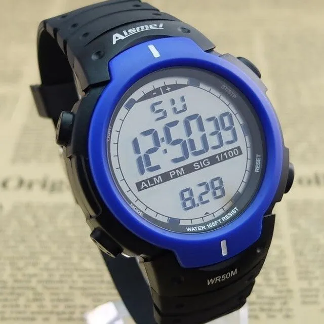 Aismei Brand Man sports watches 50M waterproof Men LED