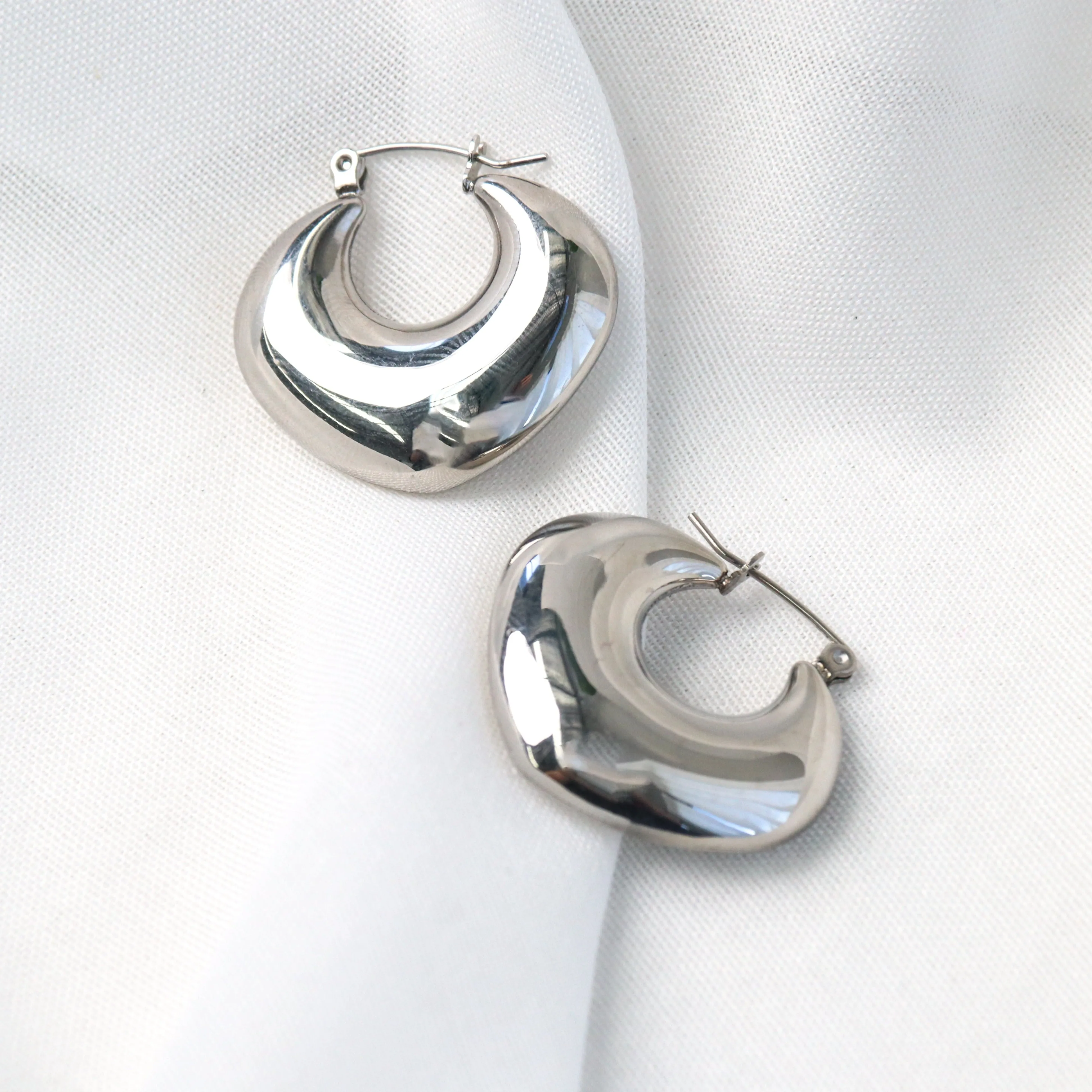 Alba | Chunky Gold or Silver Statement Hoop Earrings