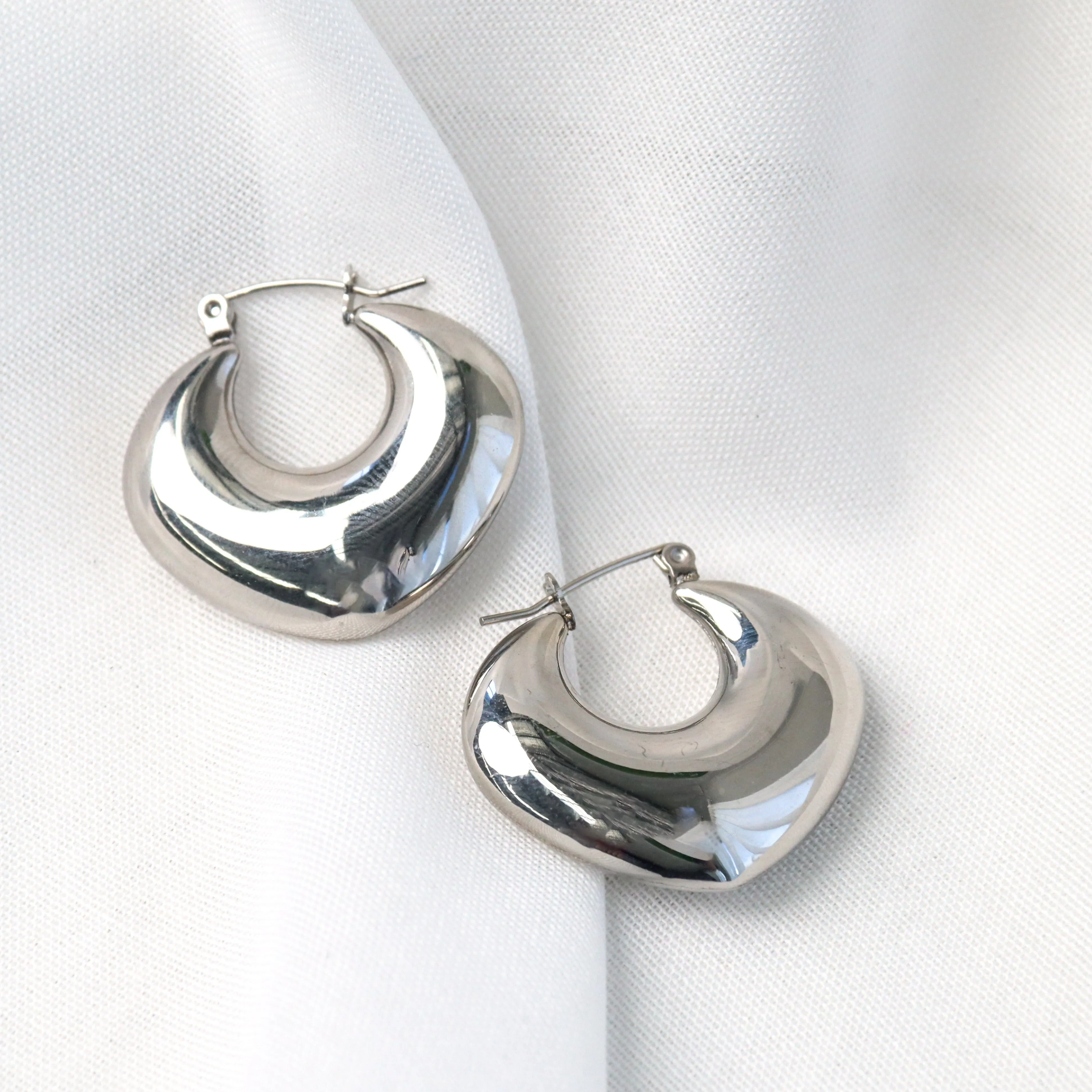 Alba | Chunky Gold or Silver Statement Hoop Earrings
