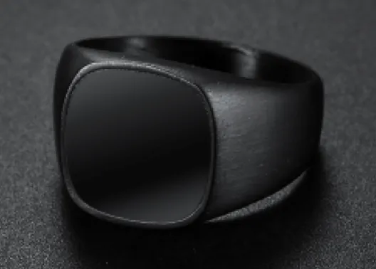 All Black Stainless Steel & Onyx Signet Ring