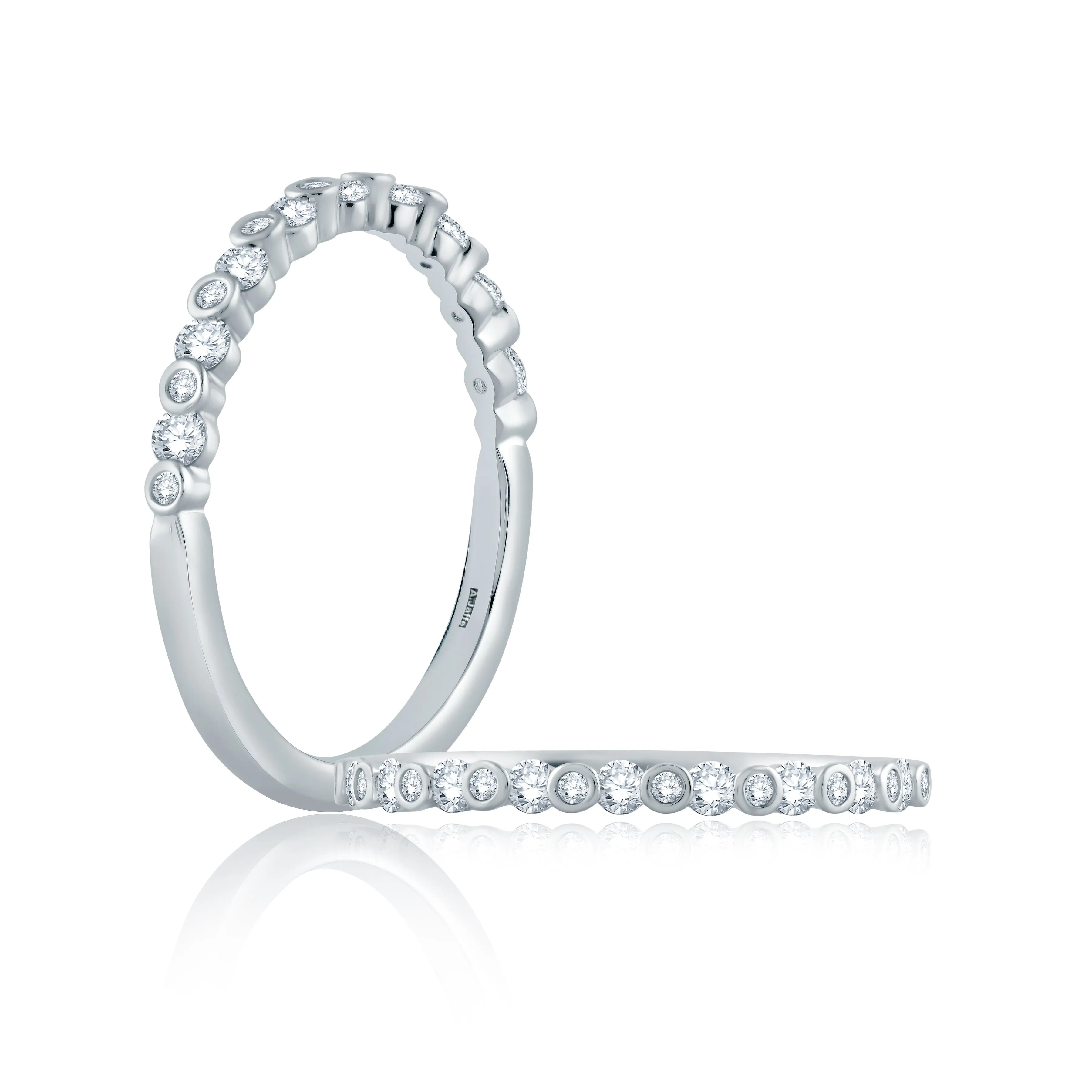 Alternating Bezel Set Half Circle Stackable Band