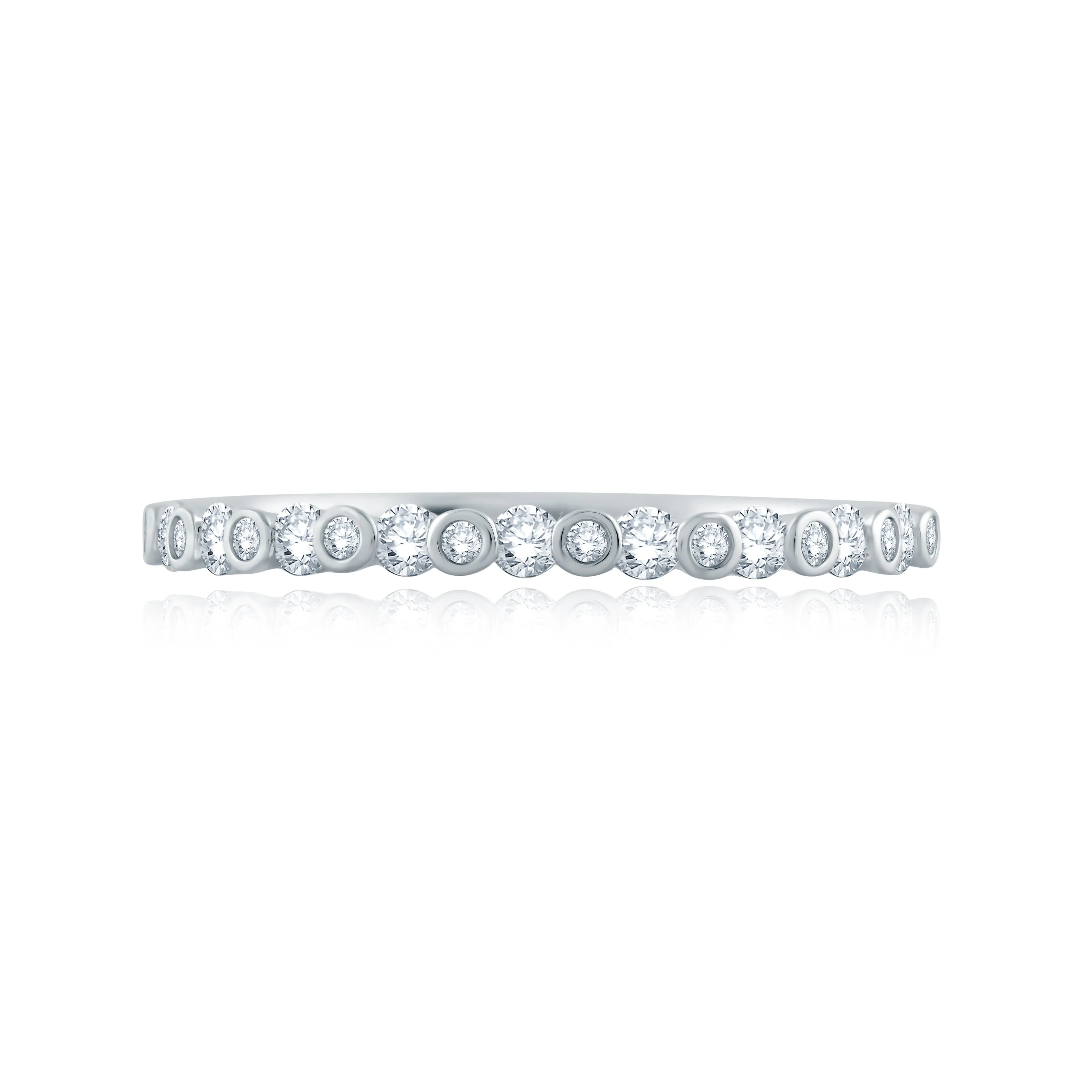 Alternating Bezel Set Half Circle Stackable Band
