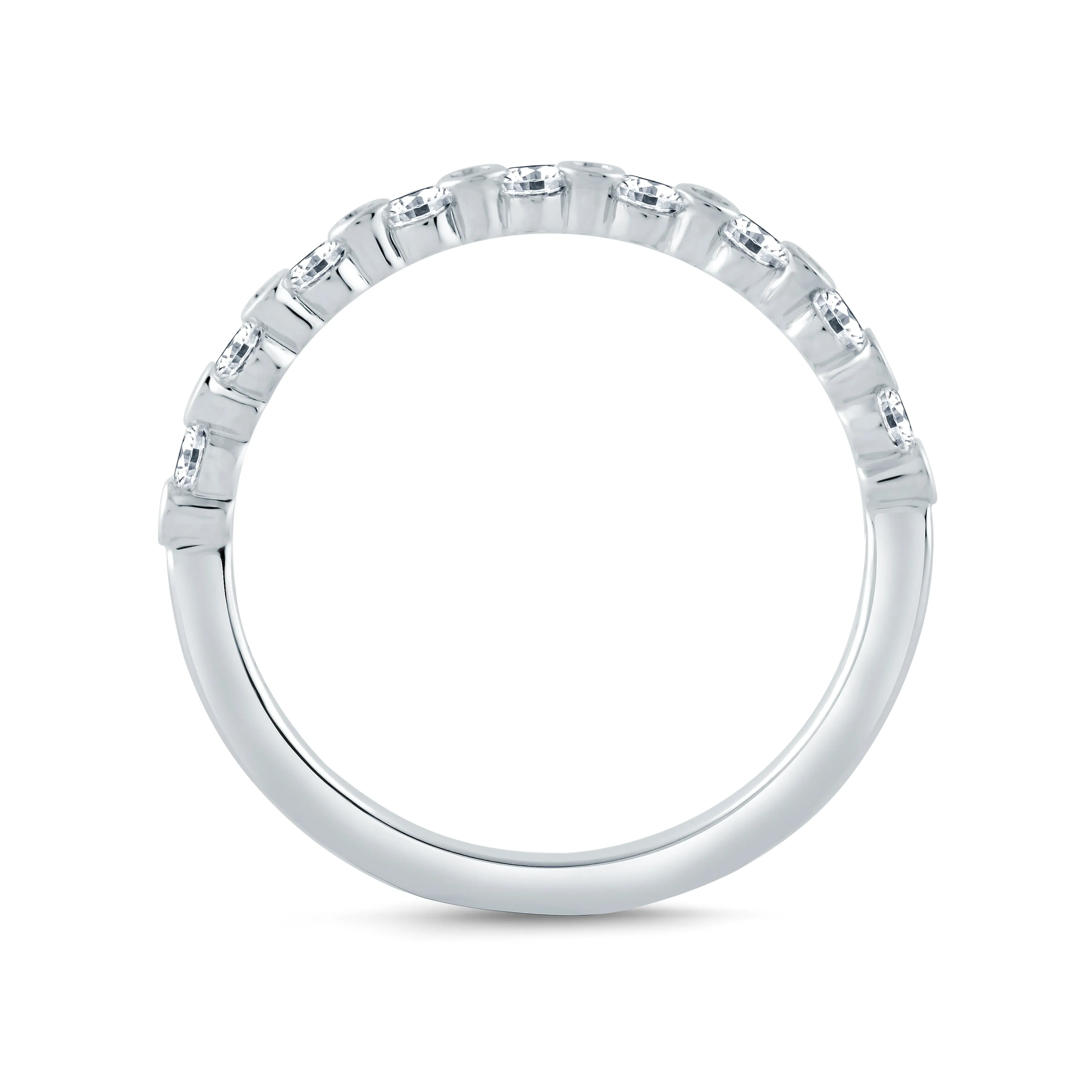 Alternating Bezel Set Half Circle Stackable Band