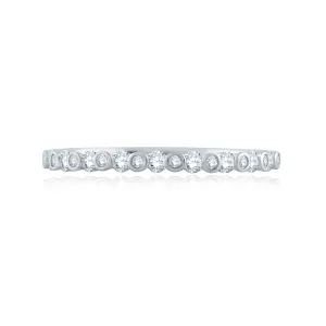 Alternating Bezel Set Half Circle Stackable Band