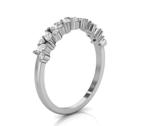 Alternating Marquise and Round Diamond Wedding Band