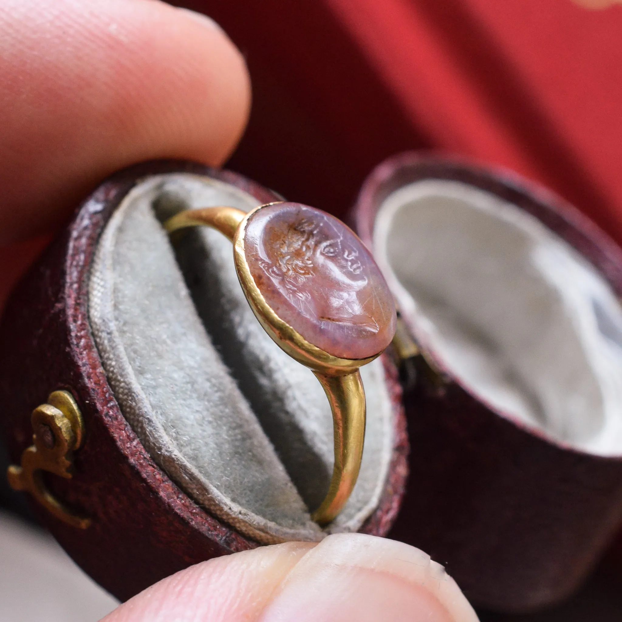 Ancient Roman Caesar Augustus Intaglio Signet Ring