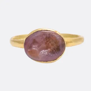 Ancient Roman Caesar Augustus Intaglio Signet Ring
