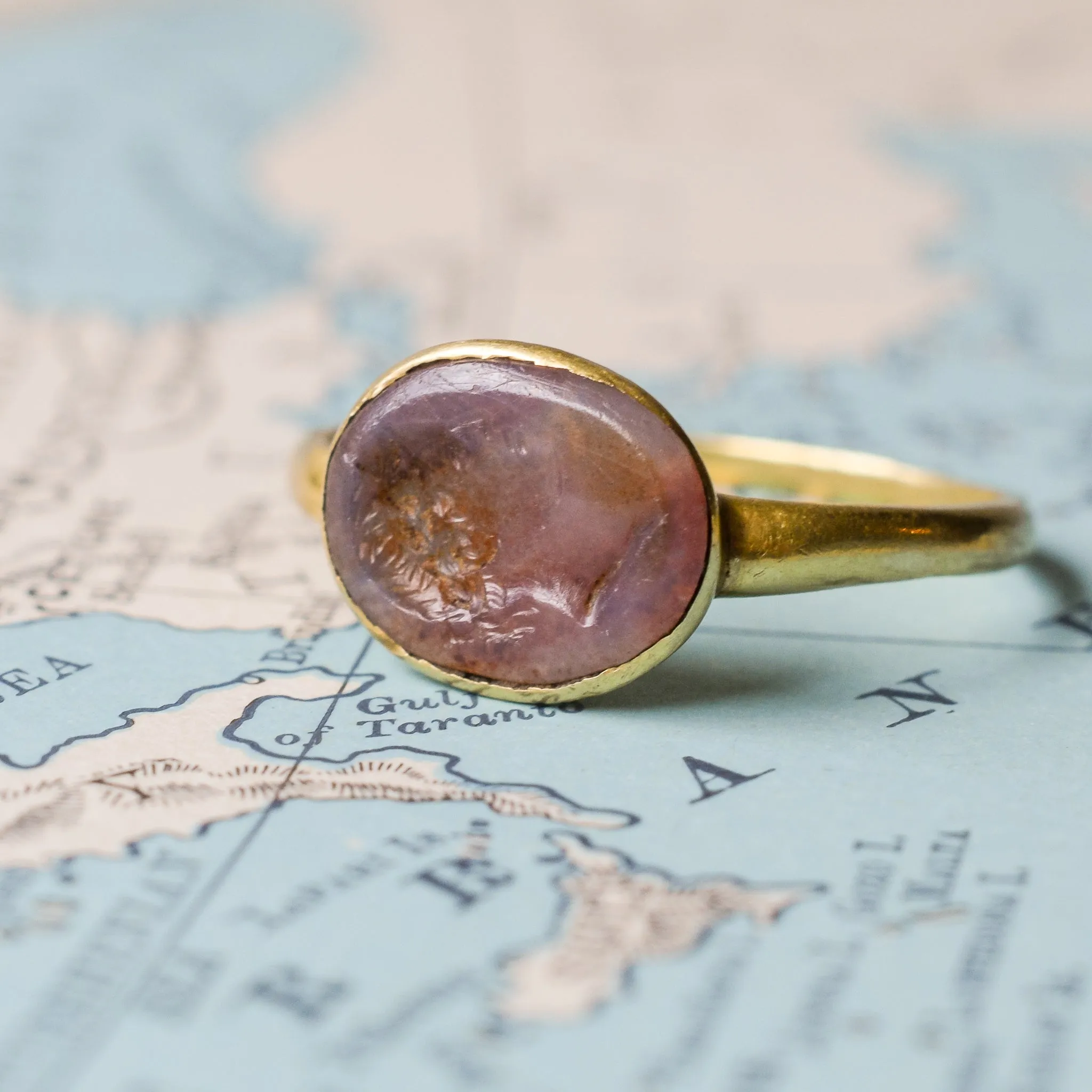 Ancient Roman Caesar Augustus Intaglio Signet Ring