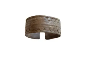 Antique African Bronze Cuff Bracelet with Geometric Detailing