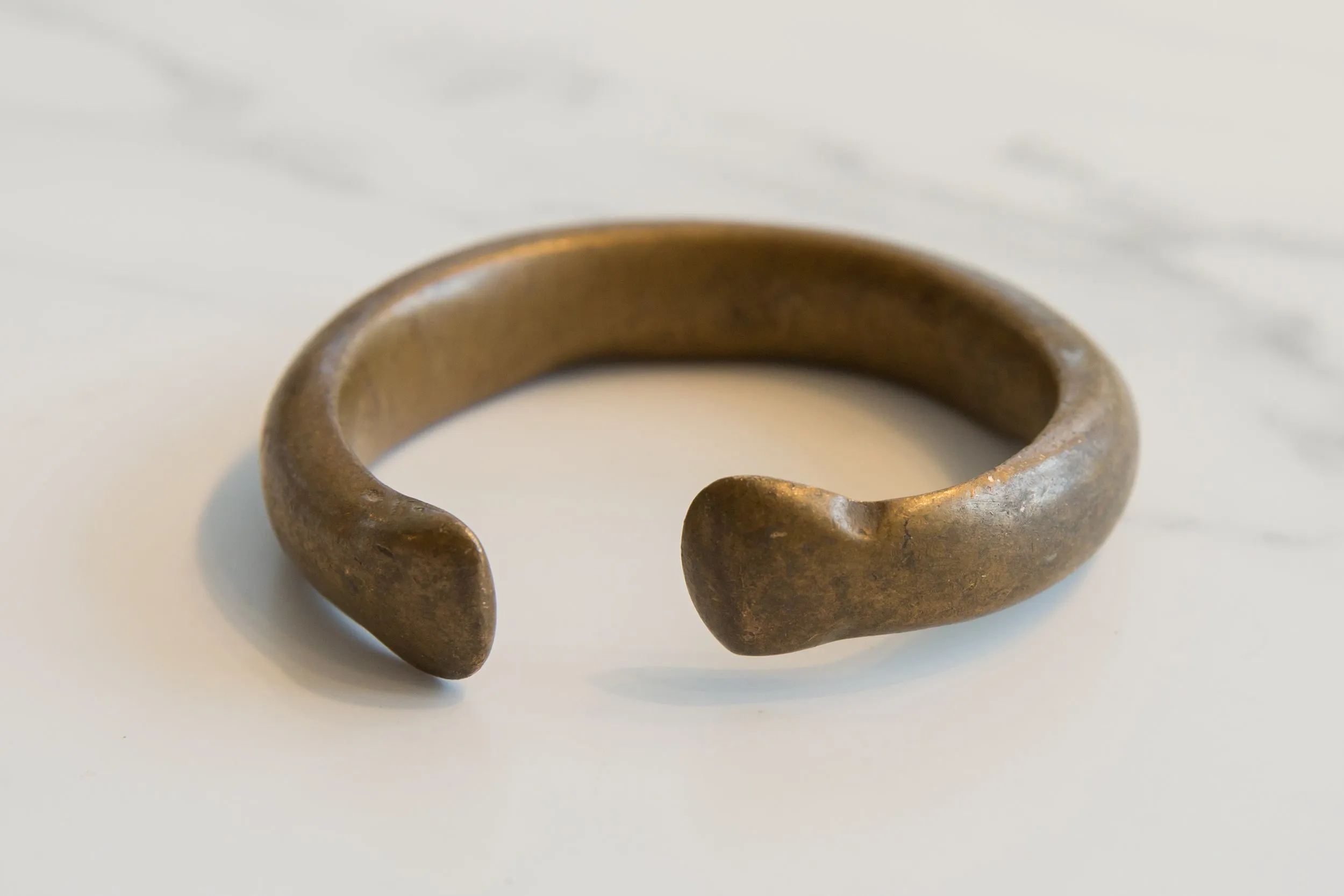 Antique African Bronze Snake Cuff Bracelet