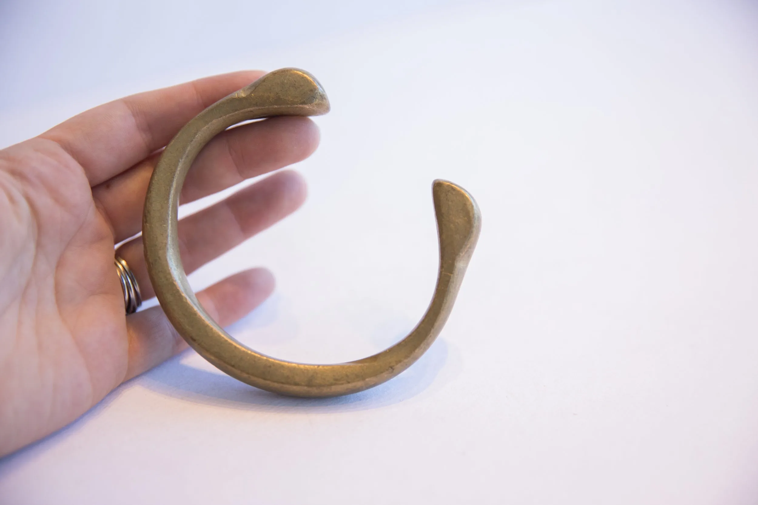 Antique African Bronze Snake Cuff Bracelet