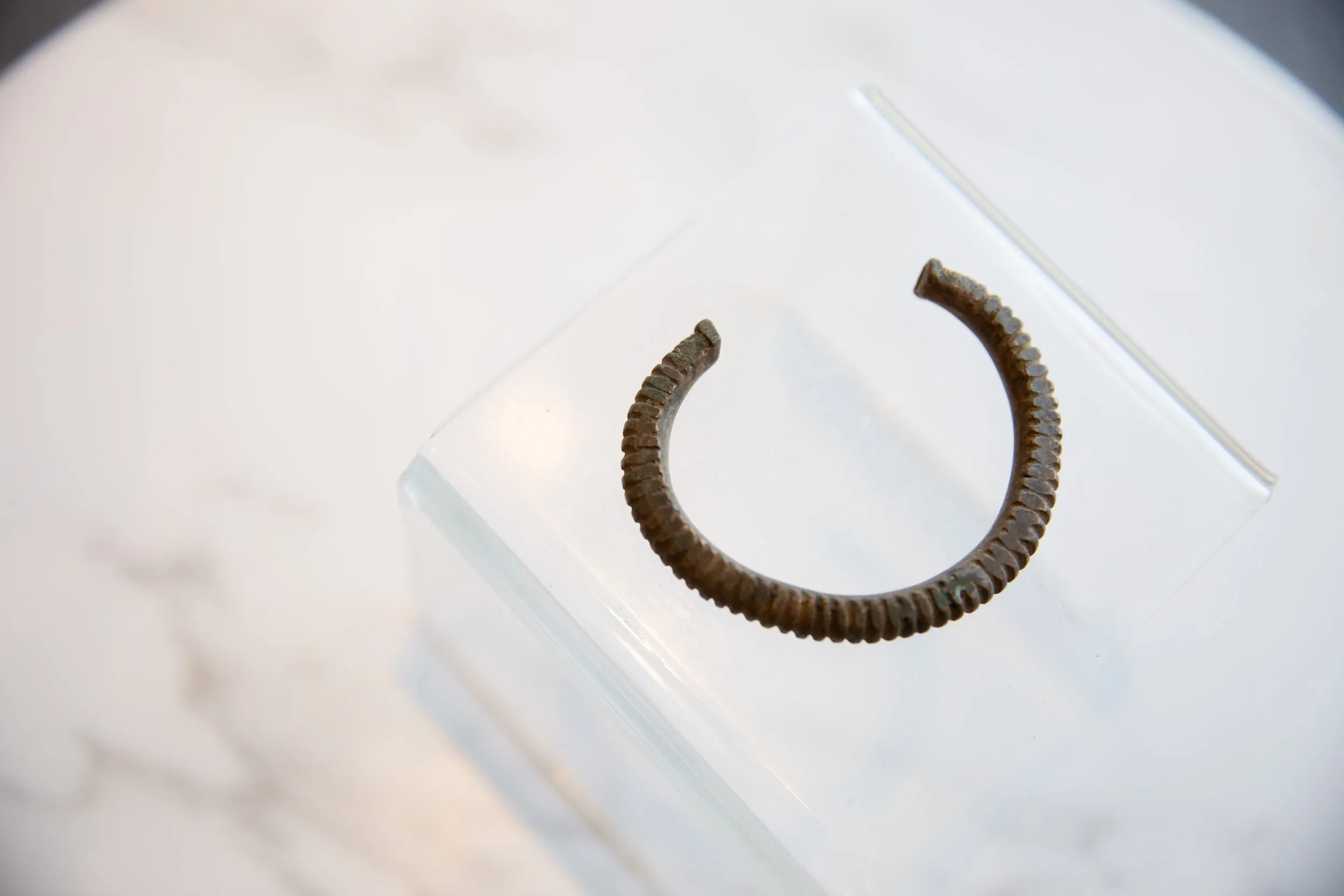 Antique African Bronze Striped Cuff Bracelet