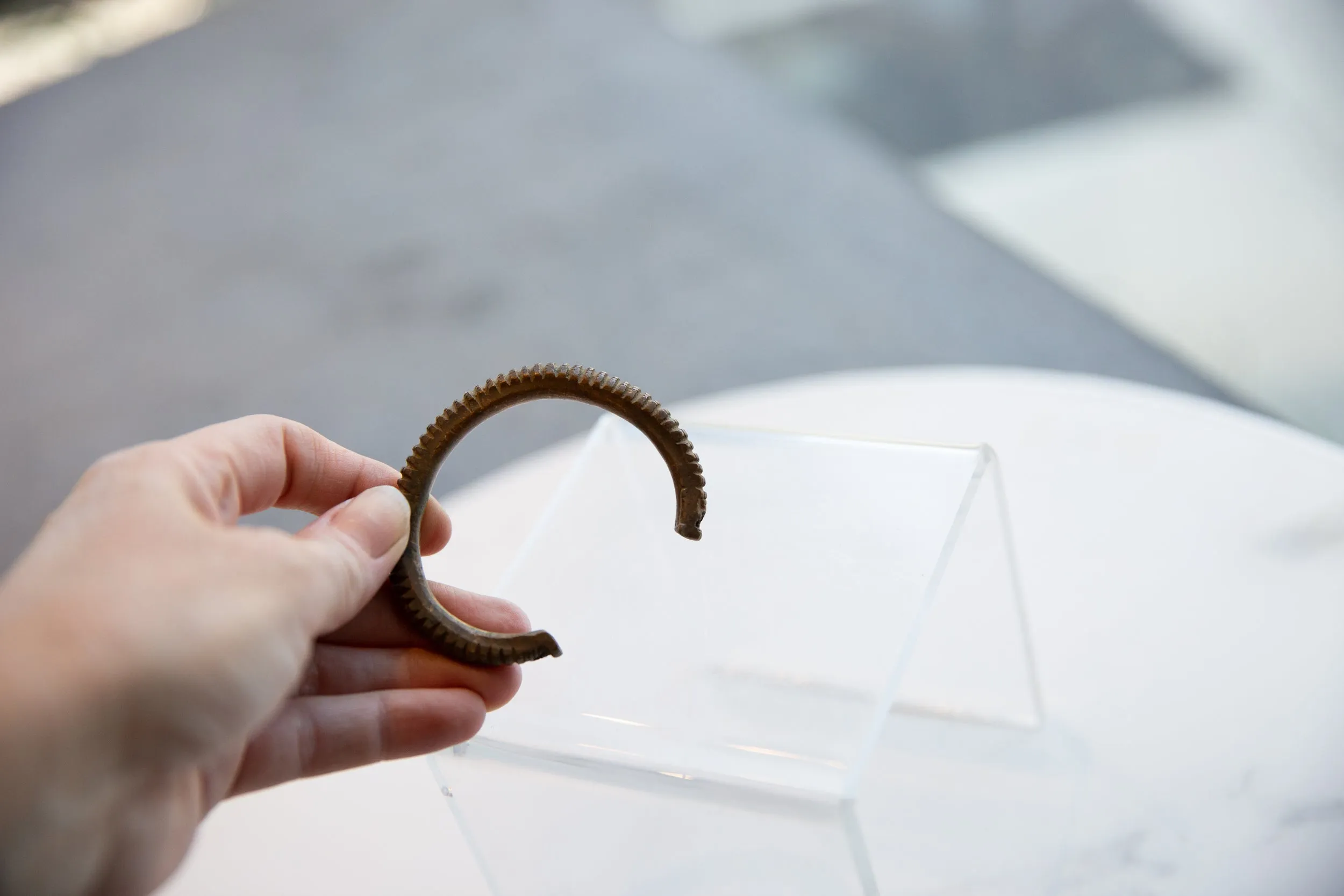 Antique African Bronze Striped Cuff Bracelet