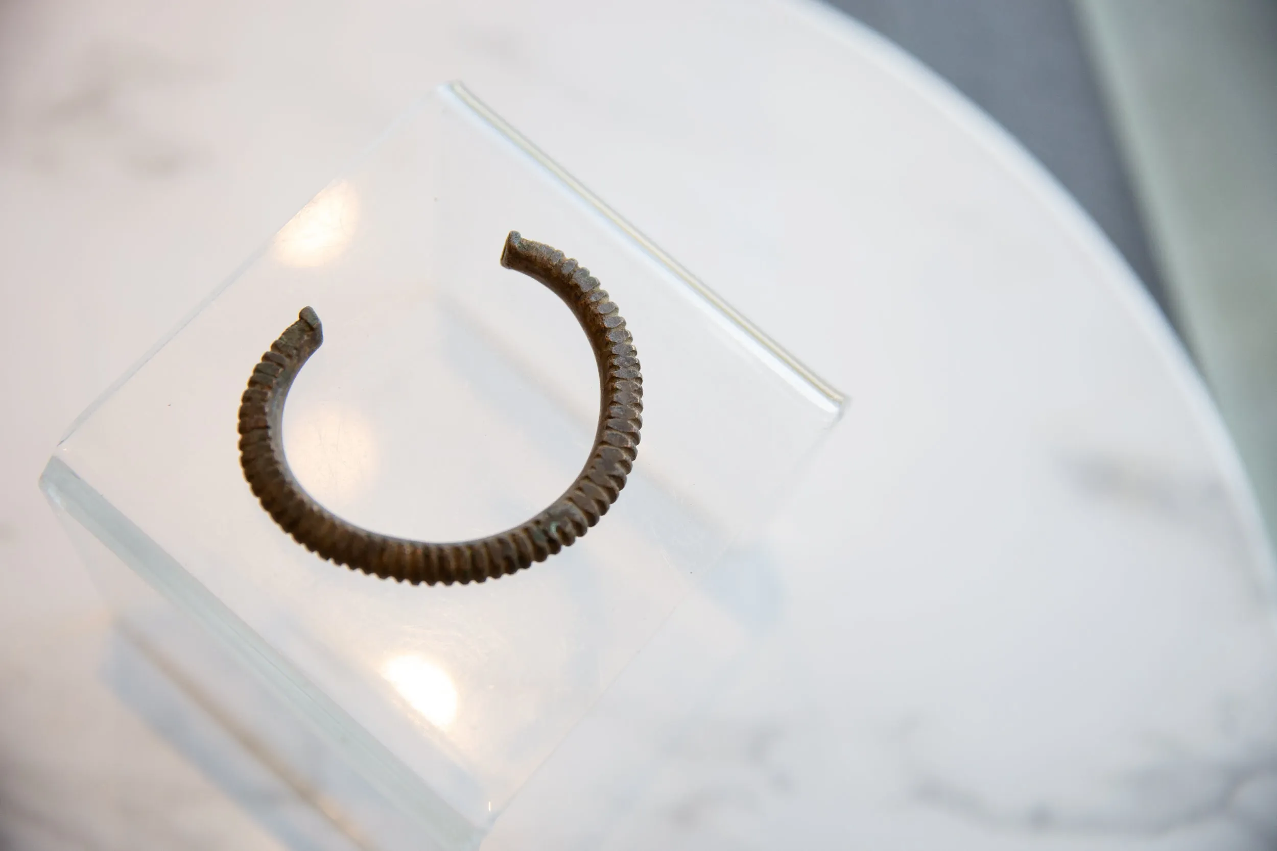 Antique African Bronze Striped Cuff Bracelet
