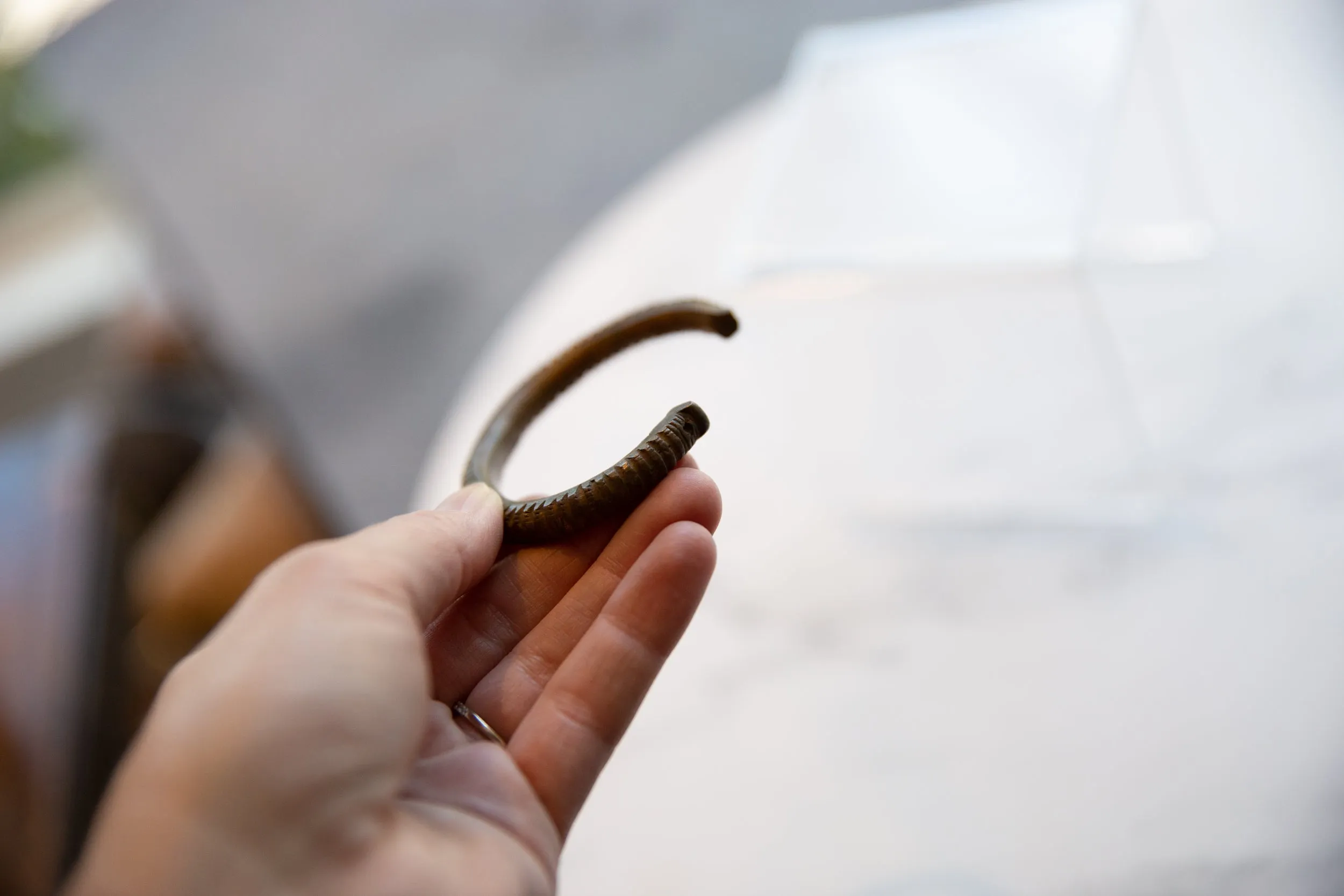 Antique African Bronze Striped Cuff Bracelet