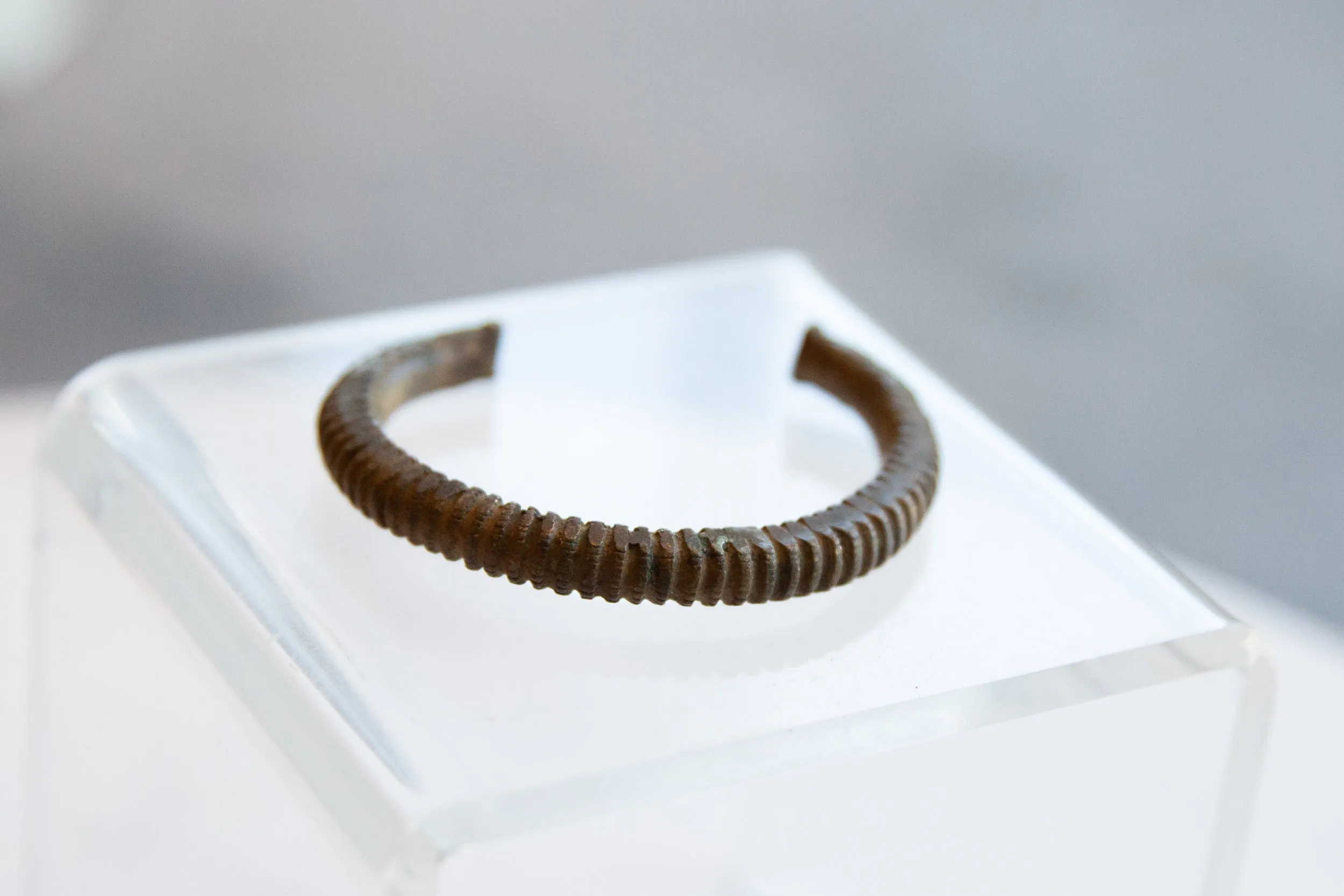 Antique African Bronze Striped Cuff Bracelet