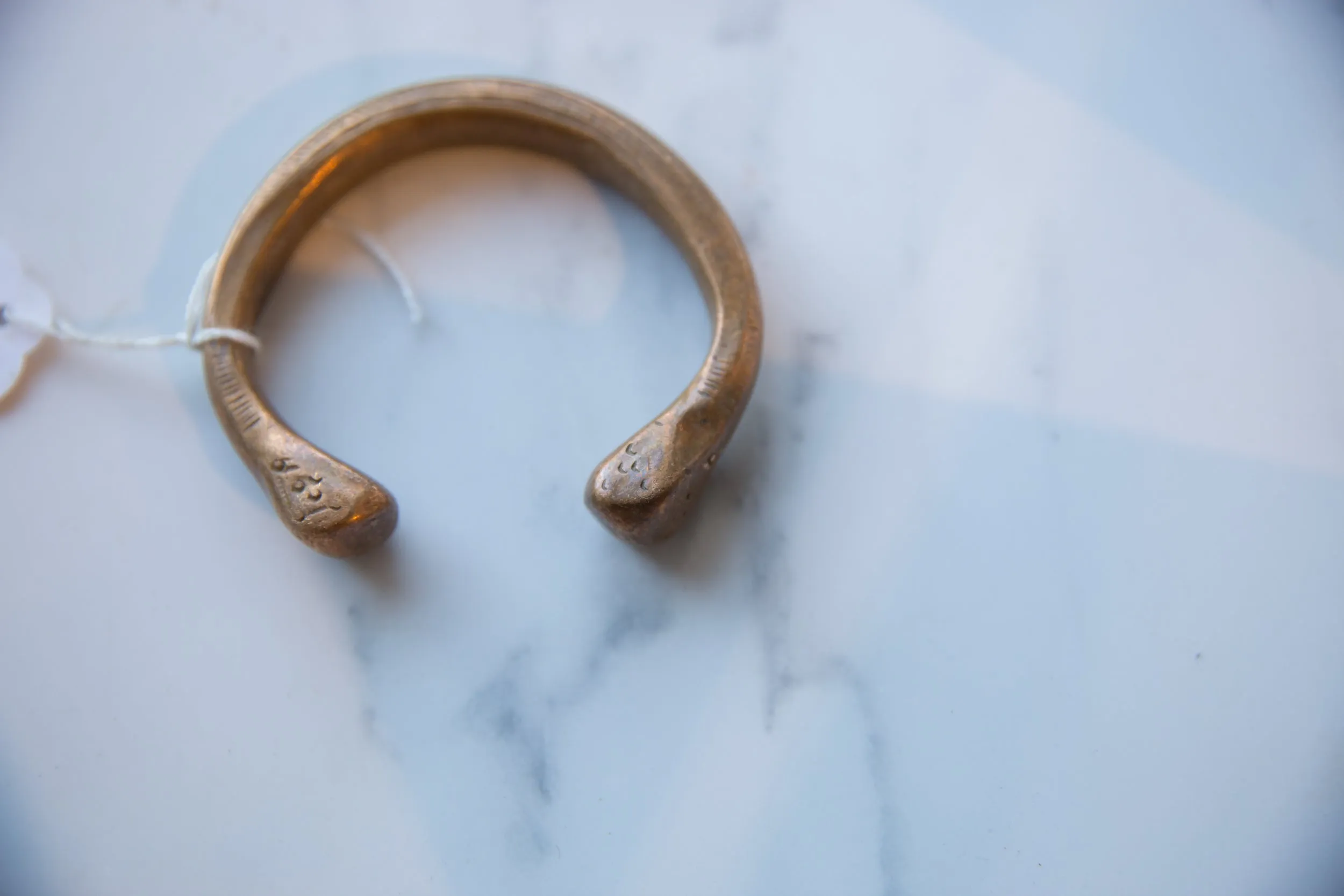 Antique African Copper Alloy Snake Cuff Bracelet