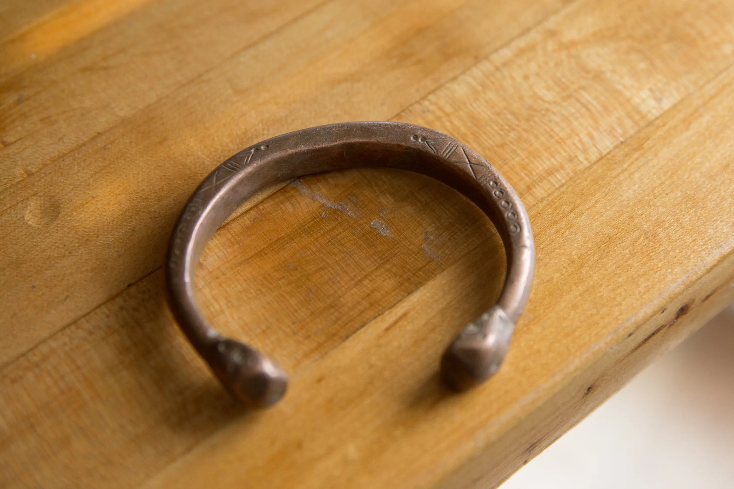 Antique African Copper Snake Cuff Bracelet