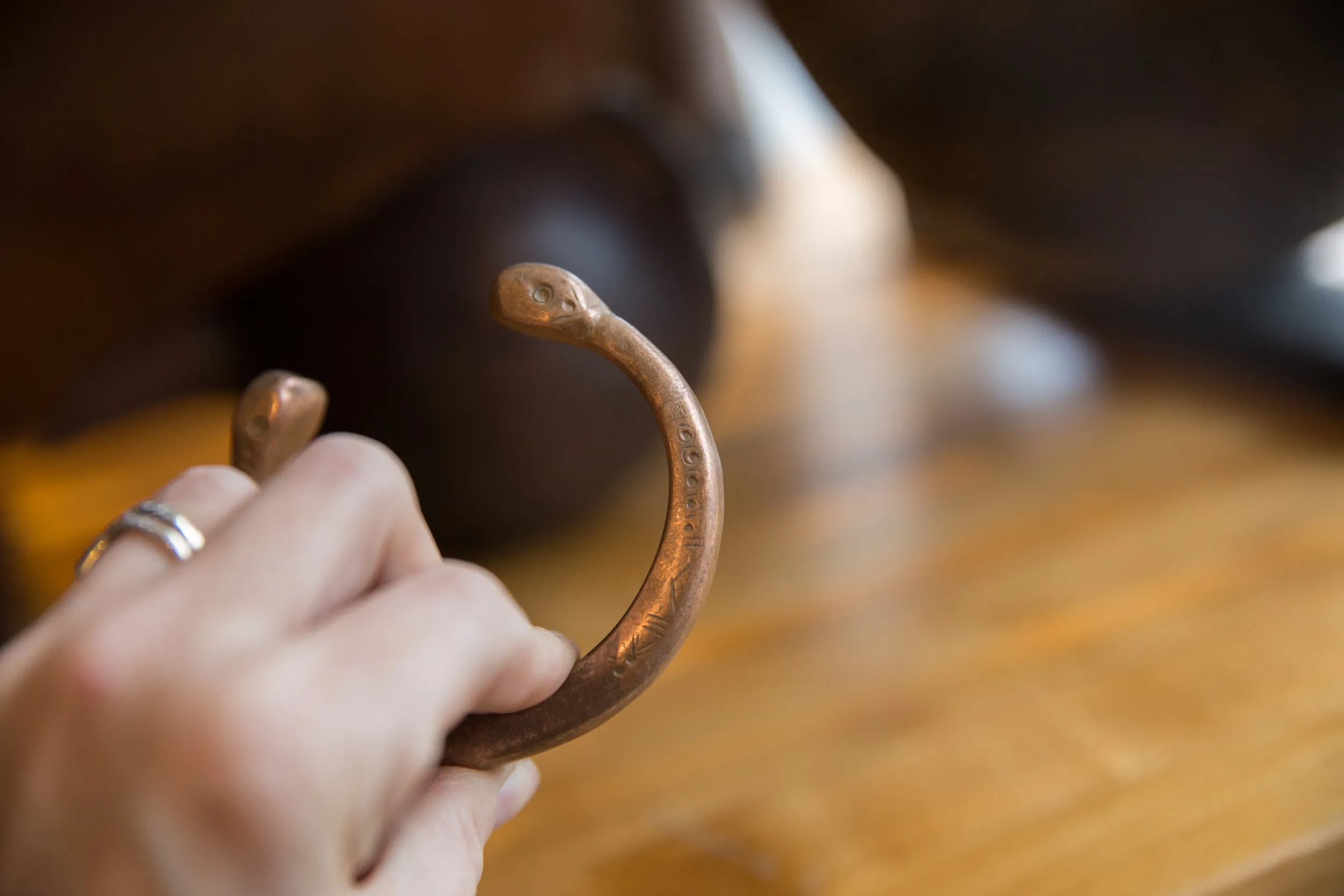Antique African Copper Snake Cuff Bracelet
