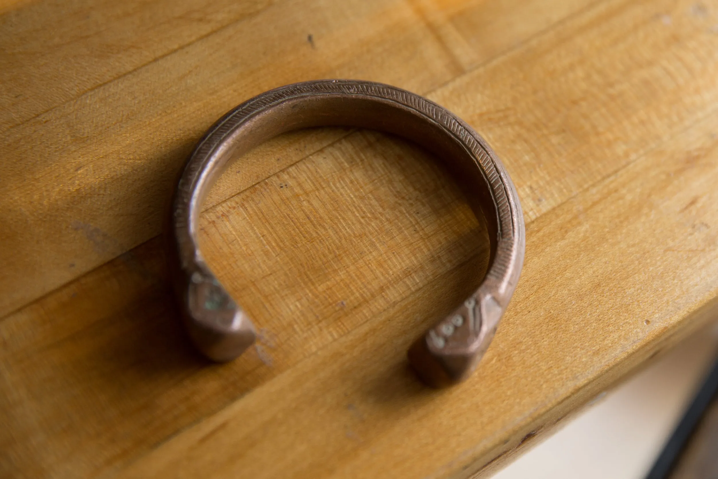 Antique African Copper Snake Cuff Bracelet