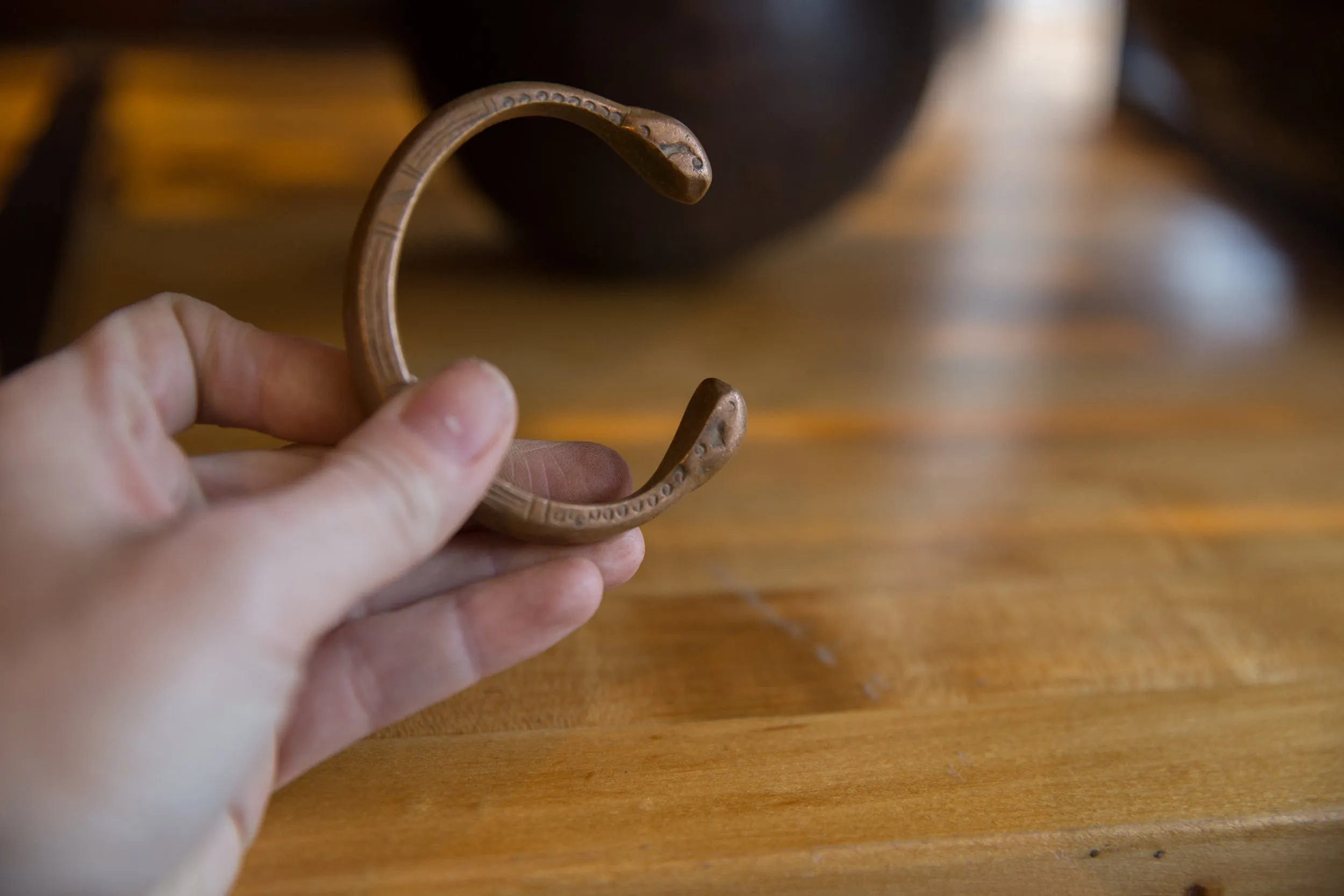 Antique African Copper Snake Cuff Bracelet