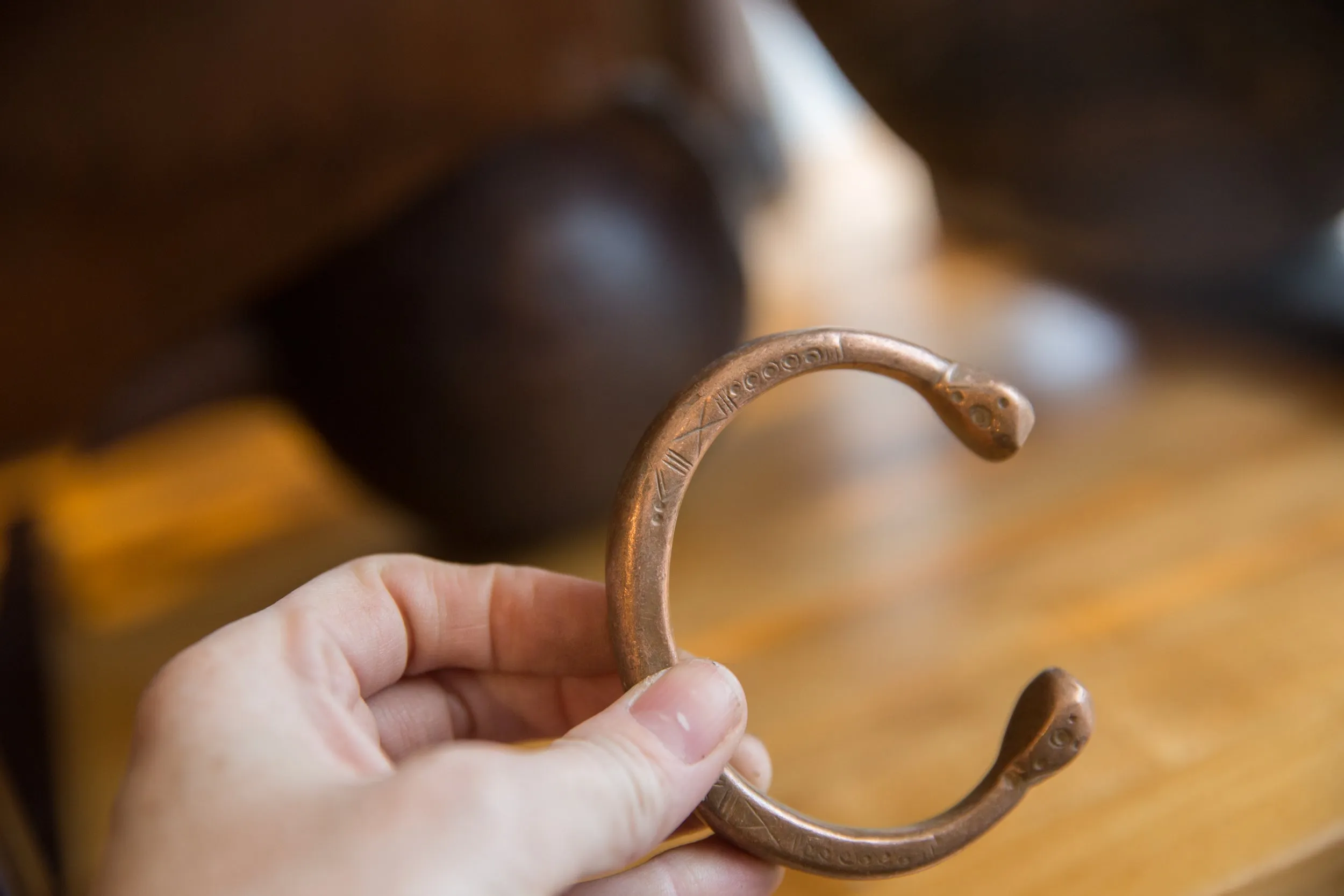 Antique African Copper Snake Cuff Bracelet