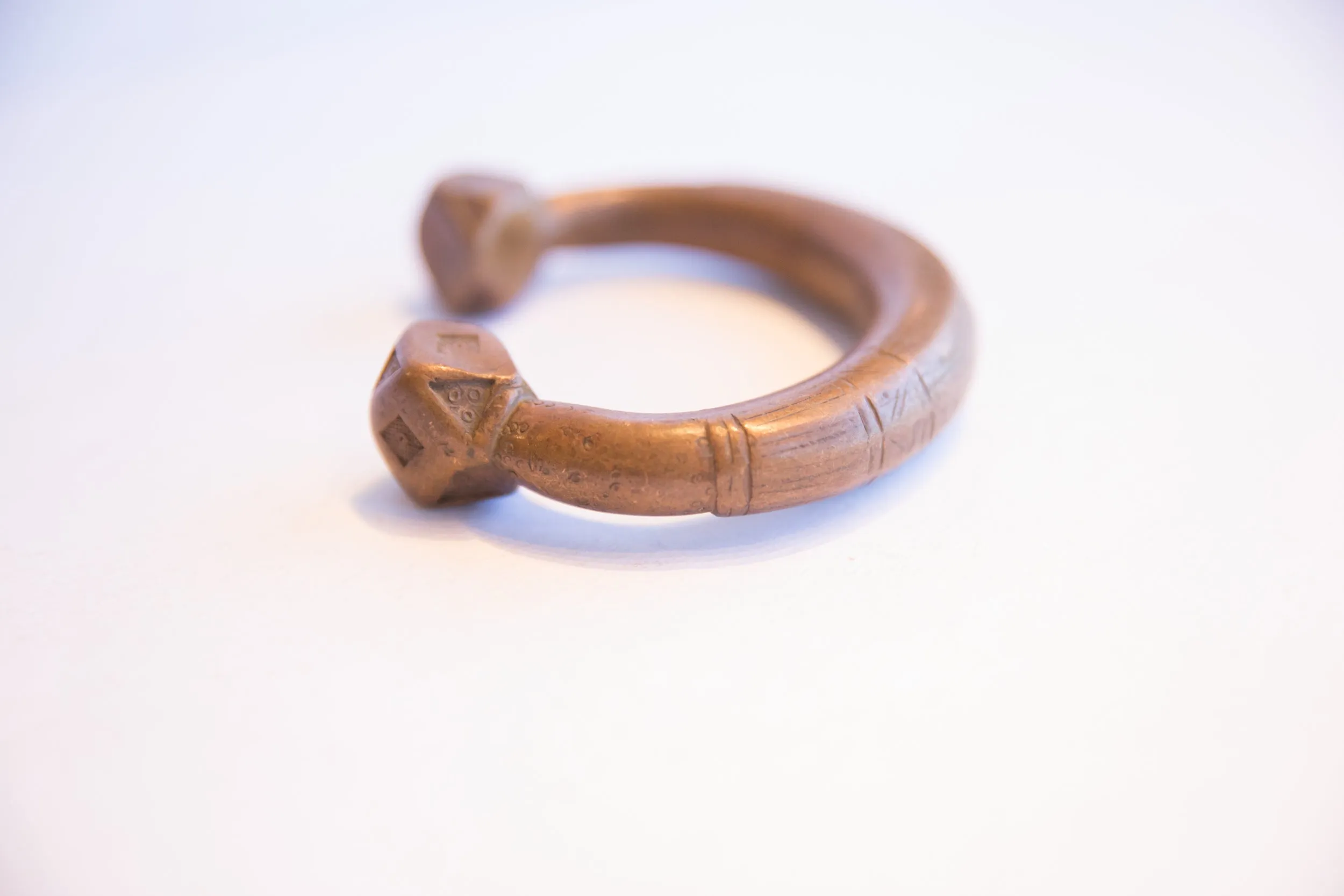 Antique African Geometric Base Copper Cuff Bracelet