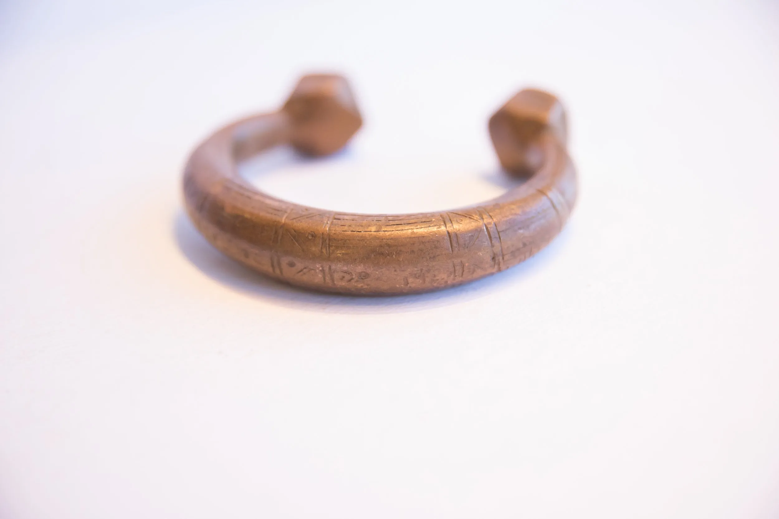 Antique African Geometric Base Copper Cuff Bracelet