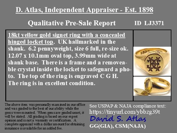 Antique Signet Locket Ring, English