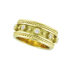 ANTIQUE STYLE BEZEL SET DIAMOND RING, 18K YELLOW GOLD 18K GOLD (0.18 CTW)