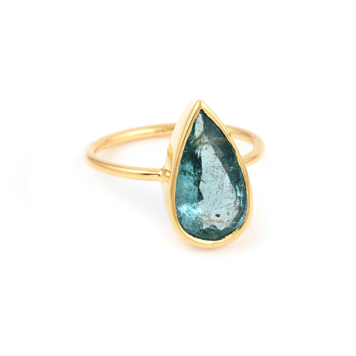 Azure Emerald Pear Drop Signet Ring