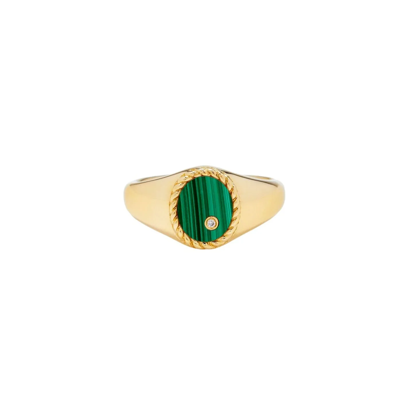 Baby Chevalier Oval Malachite Pinky Signet Ring